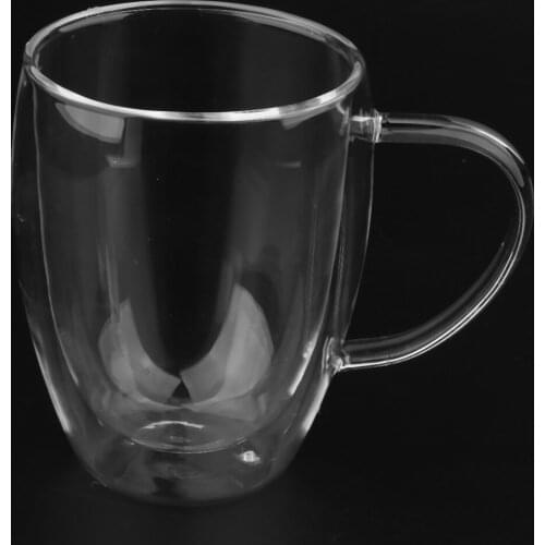 250~450ml Clear Galss Cuo Office Coffee / Tea Mugs Double Wall Drinking Glasses Espresso Latte Cappuccino Glassware