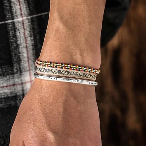 3Pcs/ Set 925 Silver Plated Bracelet & Bangles Bohemian Tibetan Woven Tassel Knot Rope For Men Women Ethnic Jewelry Gift