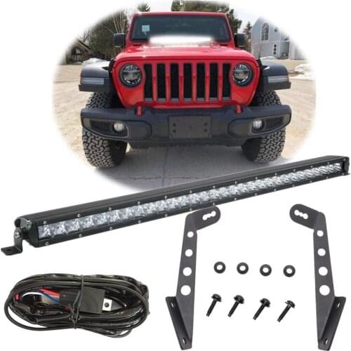 3D 150W 32Inch LED Lights Bar With Car Hood Mounting Bracket For Jeep Wrangler JL 2018 2019 2020