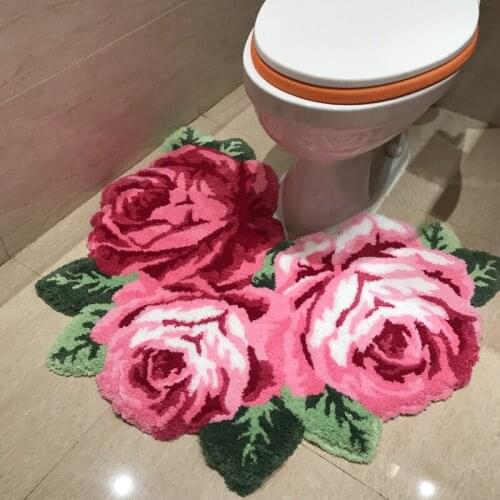 3D rose carpet for bathroom mat red/pink rose thick floor mat hallway bedroom rug livingroom tapete toilet soft rug