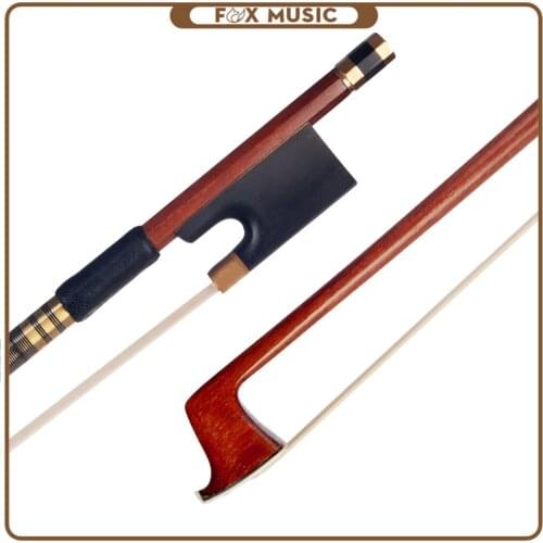 4/4 Violin/Fiddle Bow Brazilwood Bow Round Stick White Mongolia Horsehair Sheepskin Grip Ebony Frog Well Balance