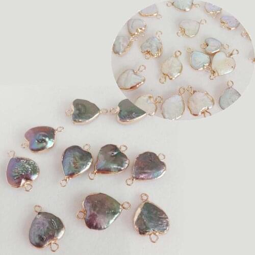 5 PCS /LOT 100% freshwater loose pearl with baroque shape, HEART shape pearl with 2 hanging ,DIY PEARL BEADS,white,black COLORS