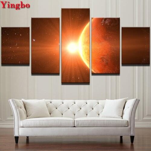 5D Diy Diamond Painting Earth Planet Outer space Diamond Embroidery Landscape mosaic diamond round square drill,5pcs set