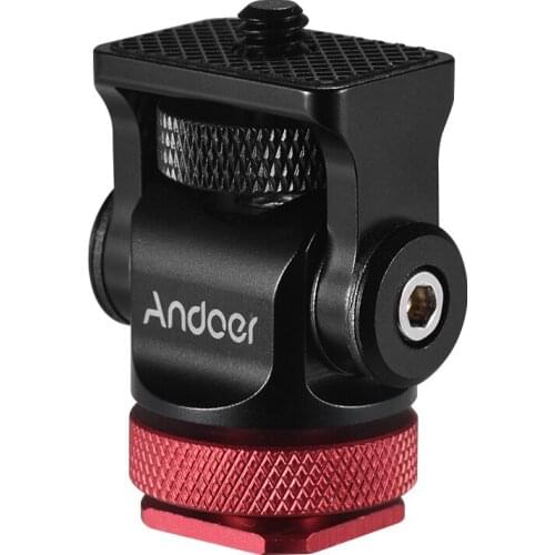 Andoer Mini Ball Head Hot Flash Shoe Mount Adapter 1/4 Inch Screw BallHead for DSLR Camera Tripod Monopod