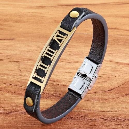XQNI New Style Gold Color Maze Totem Design PU Leather Bracelet Stitching Accessories Jewelry For Boy Fashion Bracelet Gift