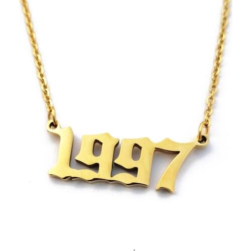Custom Jewelry Birthday Year 1997 Number Necklace For Women Collier Femme BFF Statement Pendant Necklace Gold Chain