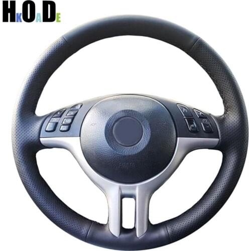 Black Artificial Leather Steering Wheel Customized Hand-Stitched Car Steering Wheel Covers for BMW E39 E46 325i E53 X5 X3
