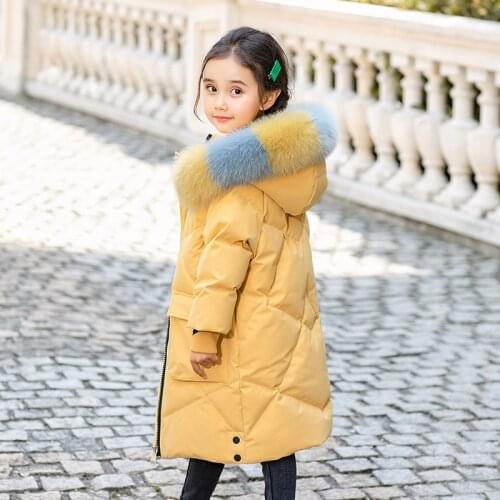 Russian Young Girls Warm Coat Winter Parkas Outerwear Teenager Outfit Children Kid Girls Fur Hooded Jacket for 5 6 8 10 12 Years