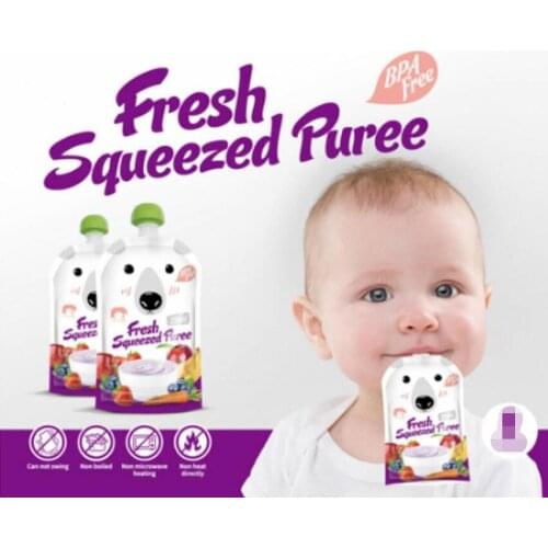 4pcs/pack Cartoon 200ML/250ML Kids Storage Bag Breast Milk Bag Reusable Baby Food Pouch Infant Double Zipper Feeding Bags