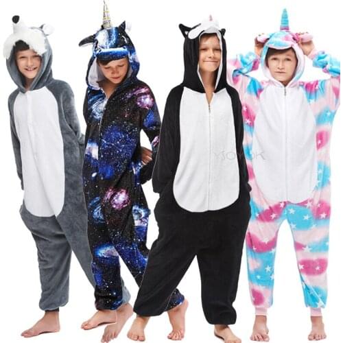 Kigurumi Kids Unicorn Pajamas for Children Boy Girl Animal Cartoon Blanket Sleepers Winter Baby Licorne Pijamas Onesie