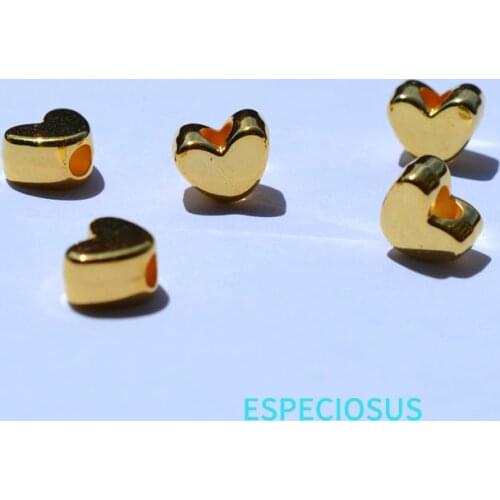 DIY Jewelry Accessory 12MM CCB Beads Heart Shape Acrylic Charms Gold Color Big Hole Acrylic Spacer Bracelet Making Departments