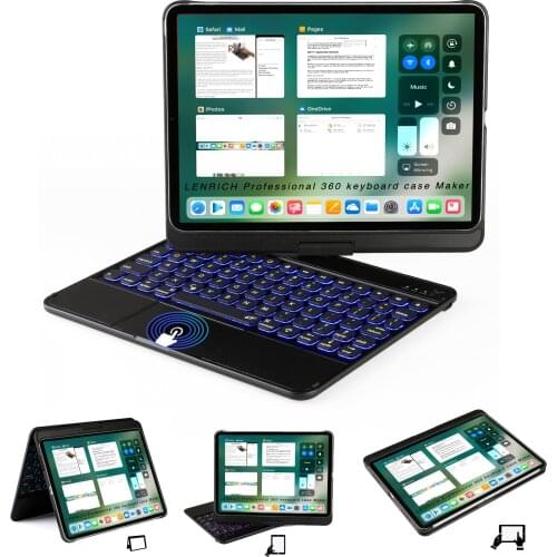 For Apple iPad Pro 11 inch 2018 case keyboard with slim smart plastic backlit 360 rotation, 180 flip cover