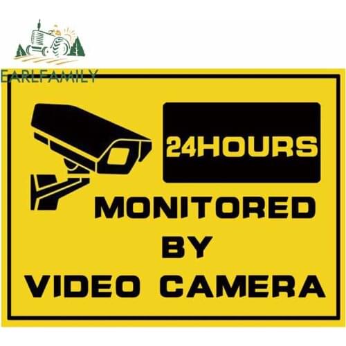 EARLFAMILY 13cm x 10cm for Monitored By Video Camera Funny JDM Car Stickers DIY Fashion Occlusion Scratch Anime Waterproof Decal