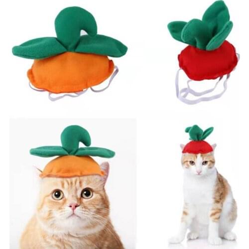 Halloween Dog Cat Cute Pumpkin/Strawberry Headgear Adjustable Collar And Hat for Party Pet Dress Up