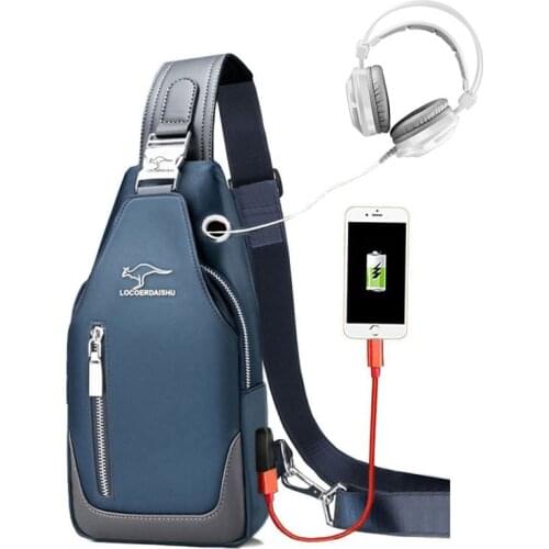 New Men Women Canvas Bag Outdoor Sport Chest Pack USB Charging Casual Crossbody Shoulder Bag Sports Arm Bag