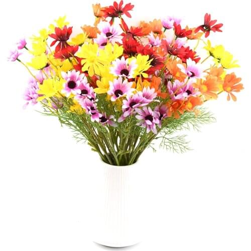 White Daisy Artificial Flowers Long Branch Bouquet for Home Wedding Garden Decoration DIY Bridal Silk Fake Flower Accessories