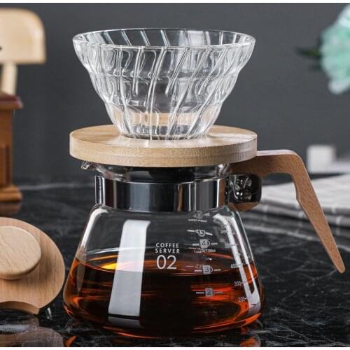 Wholesale V60 Coffee Set Glass Coffee Pot Coffee Filter Cup Coffee Filter Paper Thickened Glass Filter Coffee Pot Glass