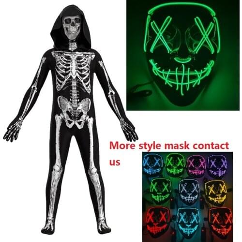 HOT Scary Zombie Costume Kids Skeleton Skull Costume Cosplay Purim Halloween Costume for Kids Adult Men Women Boys Girls New