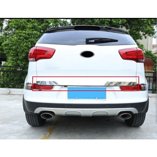 For KIA Sportage R 2011-2015 5dr High quality stainless steel Rear Trunk Lid Cover Trim with logo2