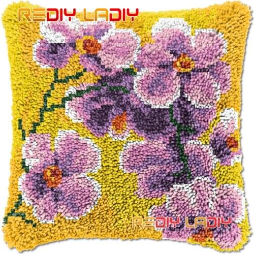 Latch Hook Cushion Poppies & Daisies DIY Needlepoint Kits Chunky Acrylic Yarn Arts Crocheting Lofty Pillow Case Hobby & Crafts