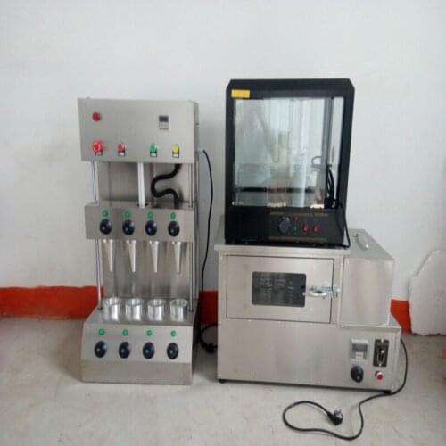 Hot Selling Commercial Multi Function Cone Shaped Pizza Machine Complete Set Of Rotary Oven Machine And Display Cabinet