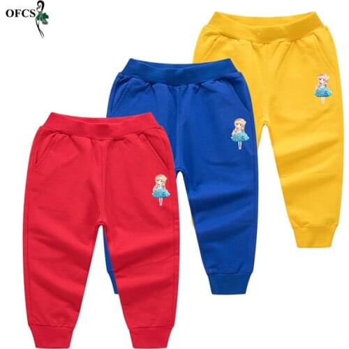 Selling Retail Girls Pants Kids Full Cartoon Elastic Waist Design Casual Sport Pants 2-12 Years Jogging Enfant Children Trousers