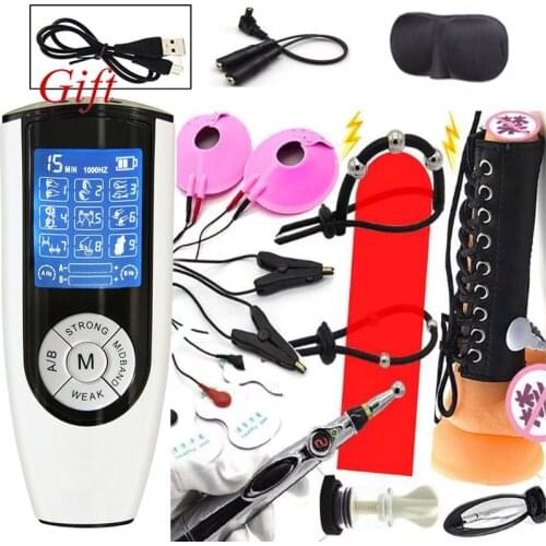Strongest BDSM Power Box,Electro Shock Vagina Pen,Electro Stimulate Anal Plug Penis Ring Nipple Clamp/Pad,Sex Tool For Women Men
