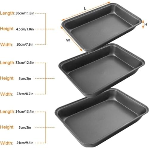 X7AB Premium Quality Bakeware Set of 3 Roasting Tins Pans Rectangle Shape Deep Baking Pans Nonstick Set Cookie Sheet Durable