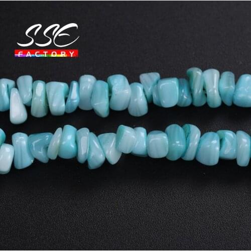 Natural Stone irregular Blue Shell Beads Smooth Loose Spacer Bead For Jewelry Making DIY Charm Bracelet Necklace Accessories 15"