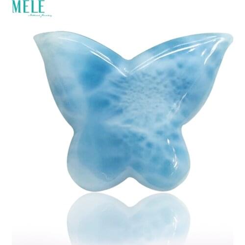 Natural Dominican sea lines stone Larimar 4.75g Butterfly shape 19.5*25.6*6.8mm Bare stone Pendant matching stone