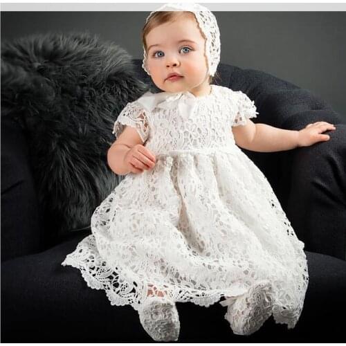 New Baby Girls Dress Toddler Lace Long Length Christening Gown First Birthday Lace Dress Children Clothing 0-2T
