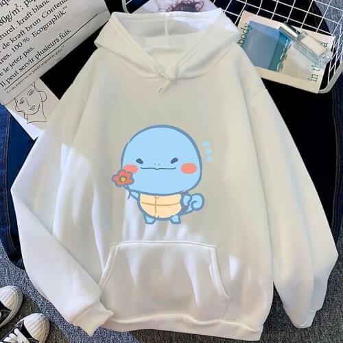 New Pokemon Women Hoodies Anime Kawaii Pikachu Squirtle Cartoon Casual Clothes Warm Femme Maiden Pullovers Hooded Sweatshirt Top