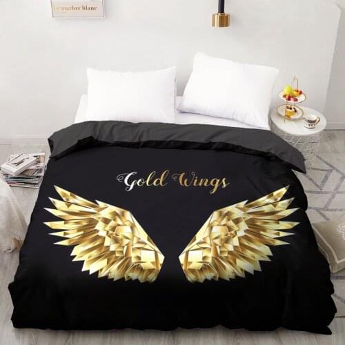 1PCS Duvet Cover,3D Luxuy Printing Quilt Cover 240x220/200x200/140x200,Golden Streamer Wings Bedding King/Queen/Double Drop Ship
