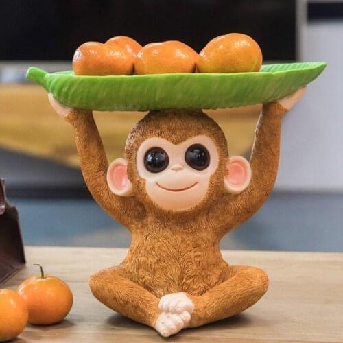 Resin Big Mouth Monkey Storage Box Key Jewelry Fruit Storage Tray Abstract Art Animal Statue Decoration Housewarming New Wedding