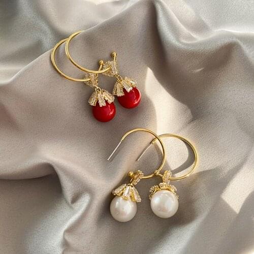 High sense pearl earrings Korean temperament earrings 2020 trendy big earrings ladies atmospheric elegant exquisite earrings