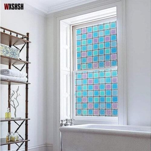 Grid Stained Window Film Electrostatic Privacy Protection Embossing Explosion-Proof UV Reduction PVC Opaque Home Decoration