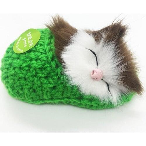 Cute Slippers Sleeping Cat Pendant Keys Chain Simulation Sound Random 1pcs Slipper Color Decoration Knitting Sle L6