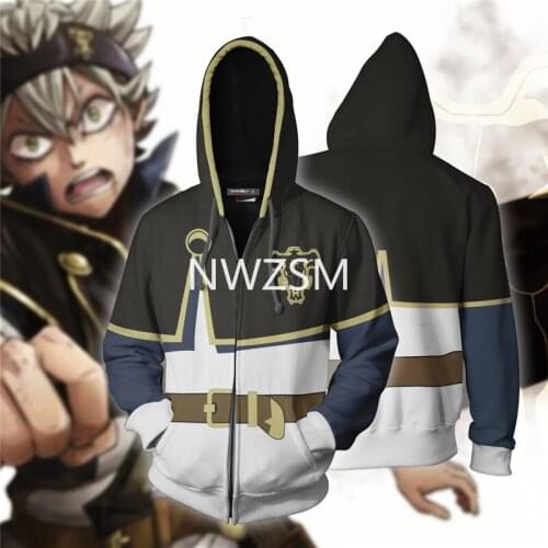 Anime BlackClover Asta Cosplay 3D Printed sweater Zipper hoodie cosplay anime peripheral