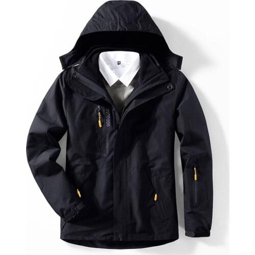 Outdoor Three-In-One SoftShell Hiking Jacket Men Camo Waterproof Antifouling Hiking Jacket Women Plus Fleece Thicken Warm Jacket