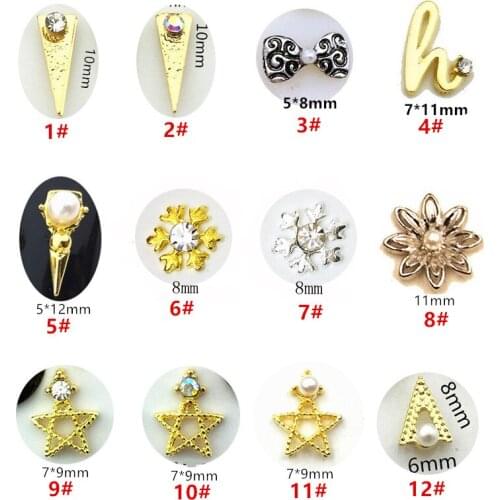 10pcs/lot Japan Korea 3D Alloy Nail Decorations Metal Snowflake Star Nail Art Accessories Glitter Crystal Charm Nail Deco Parts
