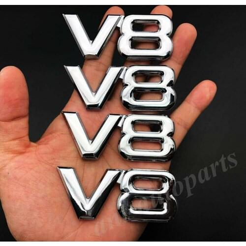 4pcs Metal Chrome V8 Vntage Car Trunk Tailgate Rear Emblem Badge Decal Sticker