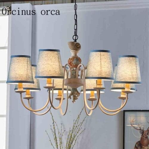 American Pastoral simple chandelier Nordic Mediterranean living room bedroom childrens room blue cloth