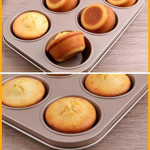 6 Holes Nonstick Baking Pan Carbon Steel Muffin Cup Pan Mold Biscuit Baking Sheet Muffin Tray Diy Cupcake Pan Baking Supplies