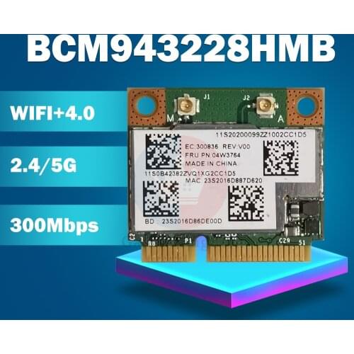 BCM943228HMB WIFI Wireless Bluetooth 4.0 Half MINI PCI-E Card 300Mbps 2.4 + 5G for Lenovo E130 E135 E330 E335 E530 E535 E430