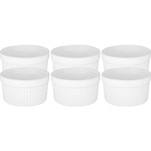 6Pack 3 Inch Ceramic Ramekins Porcelain Souffle Cup for Creme Brulee Dishes, for Souffle Cups, for Baking Ramekin