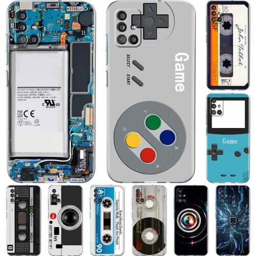 Retro Camera Circuit Board Case For Samsung Galaxy A51 A21s A52 A71 A12 A31 A41 A32 A02s M31 A11 A72 M51 Transparent Phone Cover