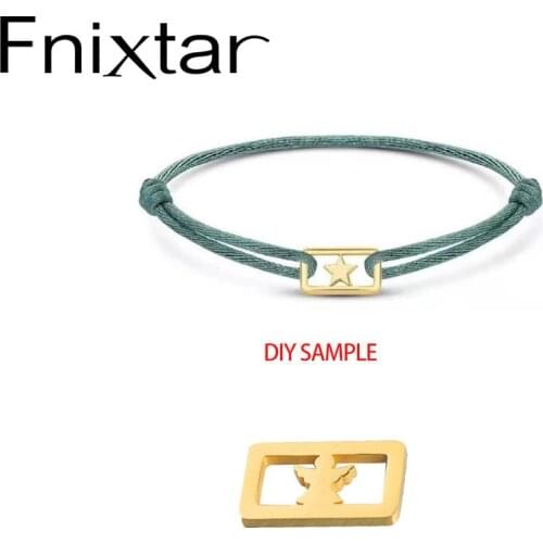 Fnixtar 20Pcs Gold Rectangle Tree Dog Paw Angle Charms Stainless Steel Connectors Charms For DIY Braid Bracelet Making Jewelry