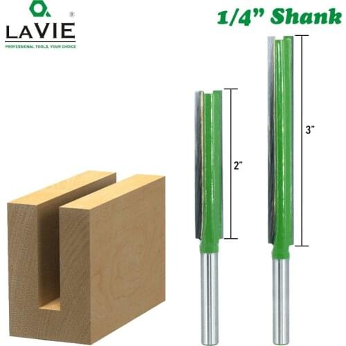 LAVIE Router Bit 1/4 Shank Extension Long Straight Trimming CNC Bit Milling Cutter for Wood Edge Cutting MC01002-G