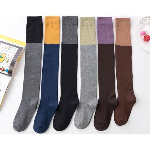 Thickening Socks Women Stockings Knee Sexy Thigh High Long Ladies Sock Fashion Two-color Stitching Casual Warm Solid Thick Sox