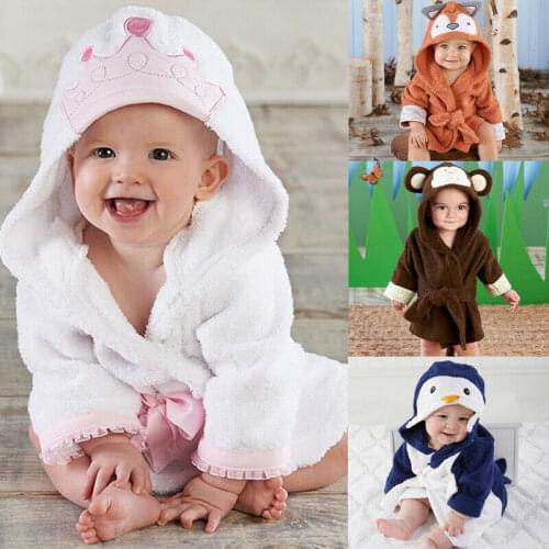 0-5 Years Unisex Infant Sleeping Robes Animal Bathrobe Baby Boys Hooded Bath Robes Towel Infant Baby Girls Hoodies Sleepwear